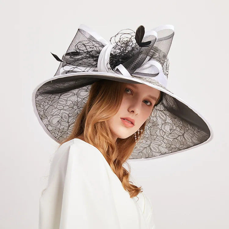 Fashion Women's Beach  Wide Brim Fedora Felt Summer Sun Hat 57cm
