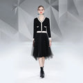 Hot Selling Women's V Neck Long Sleeve Cardigan Solid Pattern Chiffon Dress Ruched Casual Pleated Pleated Women's Clothing