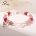 JD GEMS Factory Wholesale Trendy Charm Healing Crystal Beads Bangle Natural Purple Rose Quartz Unisex Anniversary CNAS Certified
