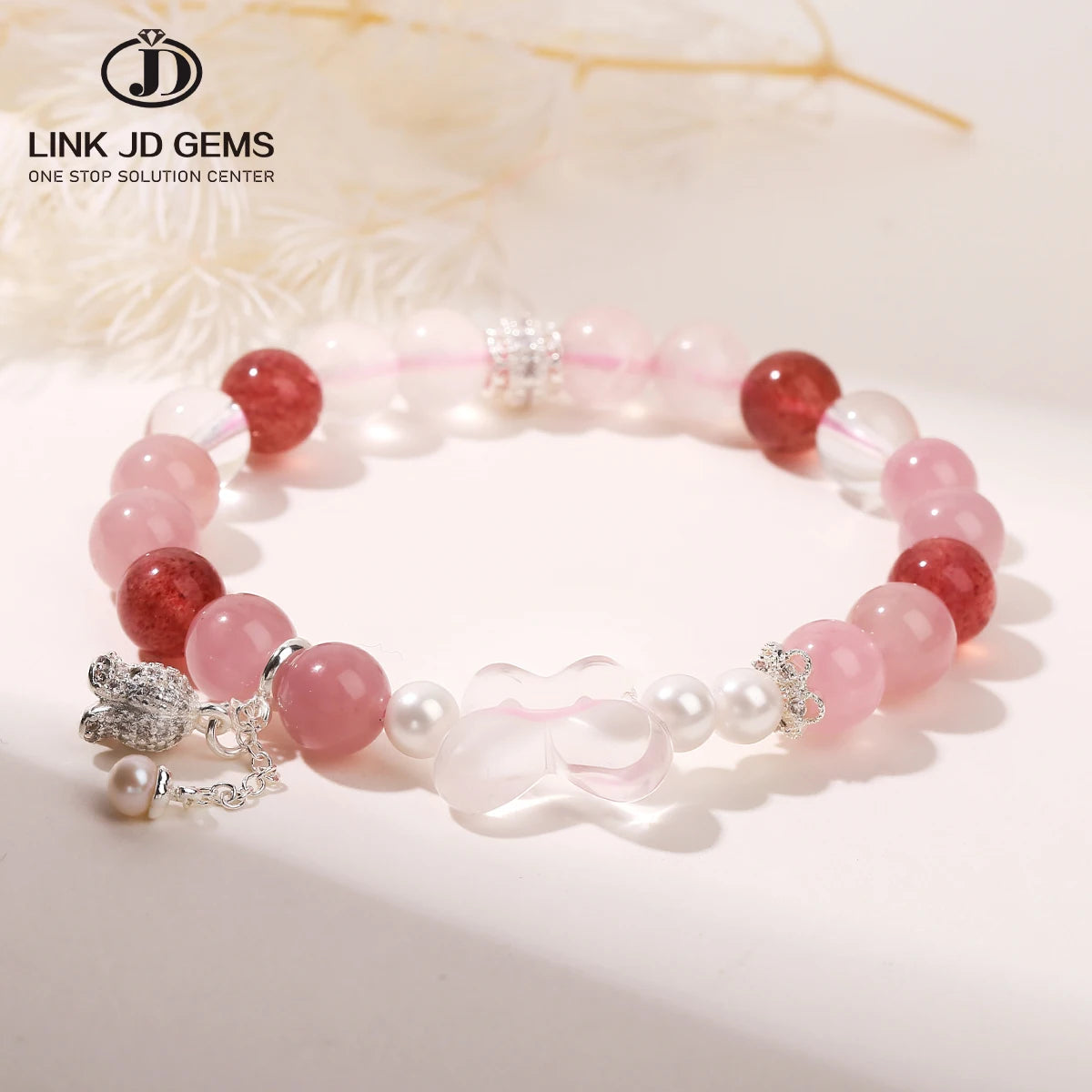 JD GEMS Factory Wholesale Trendy Charm Healing Crystal Beads Bangle Natural Purple Rose Quartz Unisex Anniversary CNAS Certified