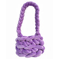 Women's Handmade Corduroy Woven Knit Clutch Bag Solid Color Single Strap Satchel Purse Vintage Style Dress Shoulder Handbag