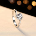 New Trendy Luxury White Gold Plated 925 Sterling Silver Fine Jewelry 0.5ct/1ct Moissanite Engagement Rings for Women