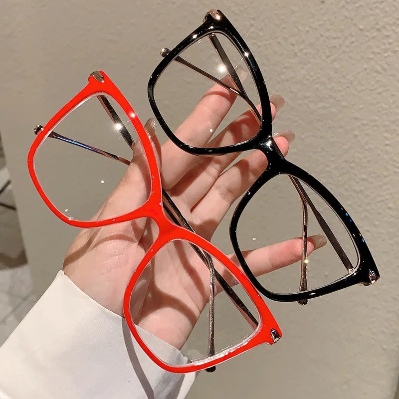 Fashion Eye Frame Optical Glasses Big Frame Cat Eye Blue Light Blocking Glasses for Woman