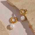 2025 New Round Freshwater Pearl Drop Earring Stainless Steel Gold-Plated Charms Advanced Ear Studs for Women for Wedding or Gift