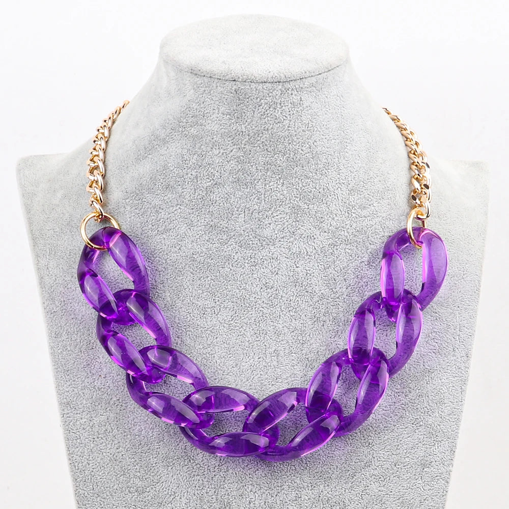 Simple Korean Designer Jewelry Color Juice Clear Resin Chain Cost-effective Plastic Fashion Acrylic Necklace PartyJewelry