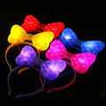 Women's LED Flashing Polka Dot Headband Luminous Horn Tie Girls' Luminous Bow for Wedding Rave Parties Hair Valentine's Day