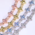 Veromca Hot Sales 8mm Hip-Hop Jewelry Colorful Four Leaf Clover Chain Copper Silver Plated   Zircon Chain Girl Woman Bracelet