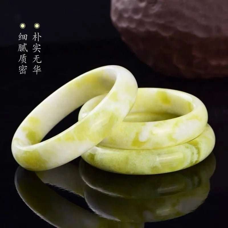 Beautiful Large Lantian Jade Bangle Exquisite Chinese Hand Carved Feng Shui Gemstone Bracelet Simple Fashion Jewelry for Men