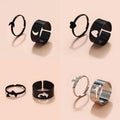 Thick Stackable Finger Ring Black Moon Dolphin Heart Knuckle Band Rings Creative 2pcs Matching Hollow Dinosaur Couple Rings Set