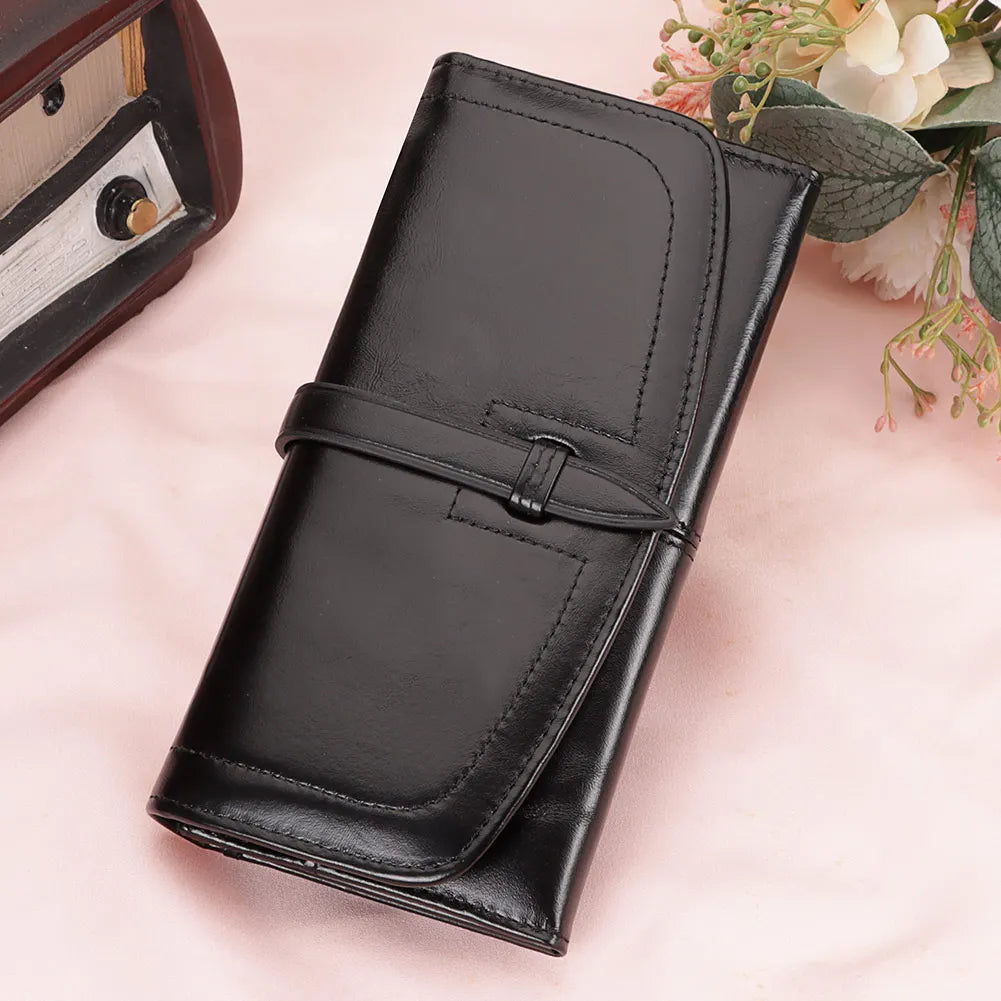 HUMERPAUL Fashion Women's Wallet Top Layer Leather Handmade Clutch Cell Phone Handbag RFID Long Credit Cards Holder Money Bag