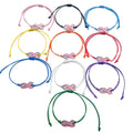 Fashion Wholesale Pink Ribbon Charm Adjustable Multiple Colors Cord Bracelet Breast Cancer Awareness Bracelets