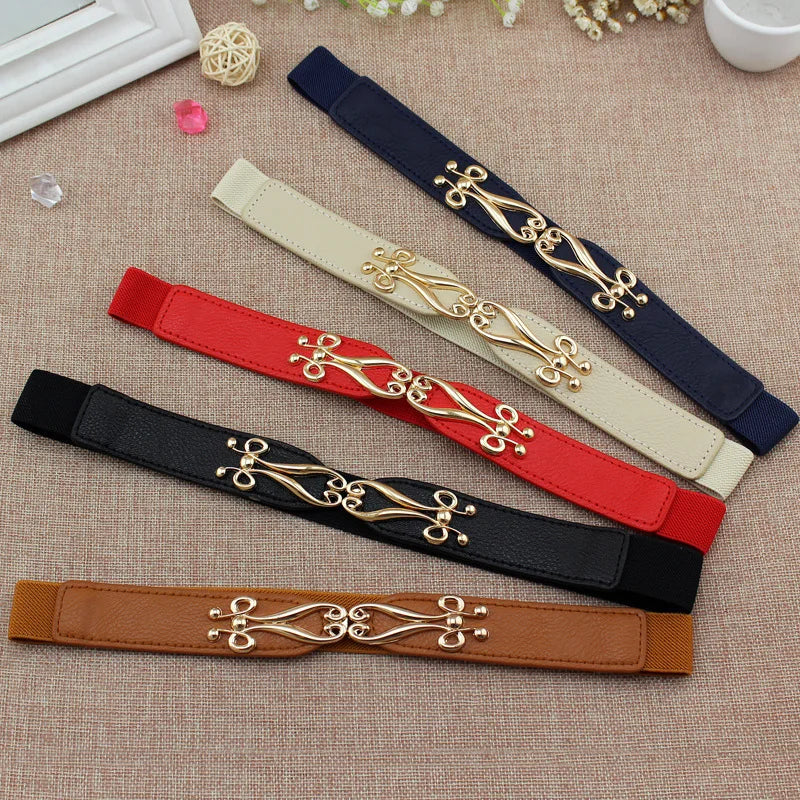 2023 Narrow Women Skinny Belt for Dresses Retro Stretch Ladies Waist Belt Waistband for Dresses