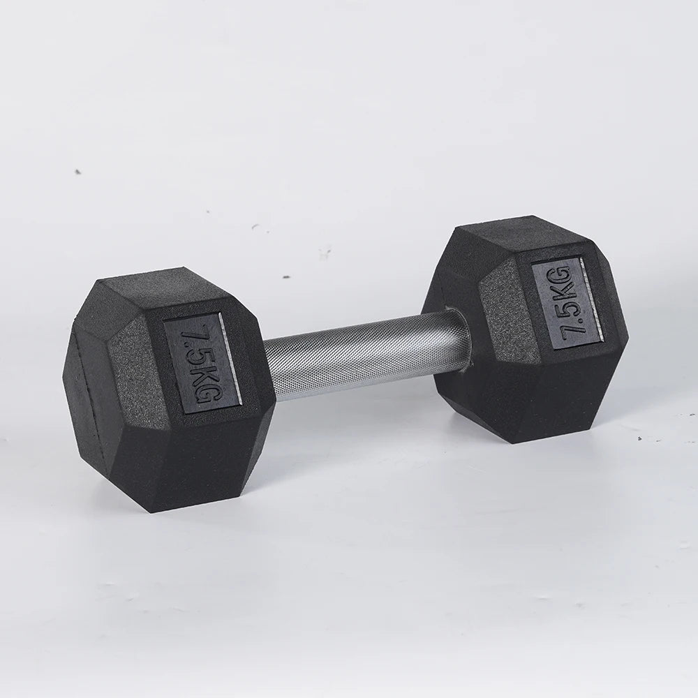 Odourless Rubber Encased Dumbbells with Full Knurling Straight Handle for Fitness Training