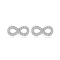 Trendy Fashion 925 Sterling Silver Infinity Stud Earrings Women Simple Full CZ Diamond Zircons Earrings