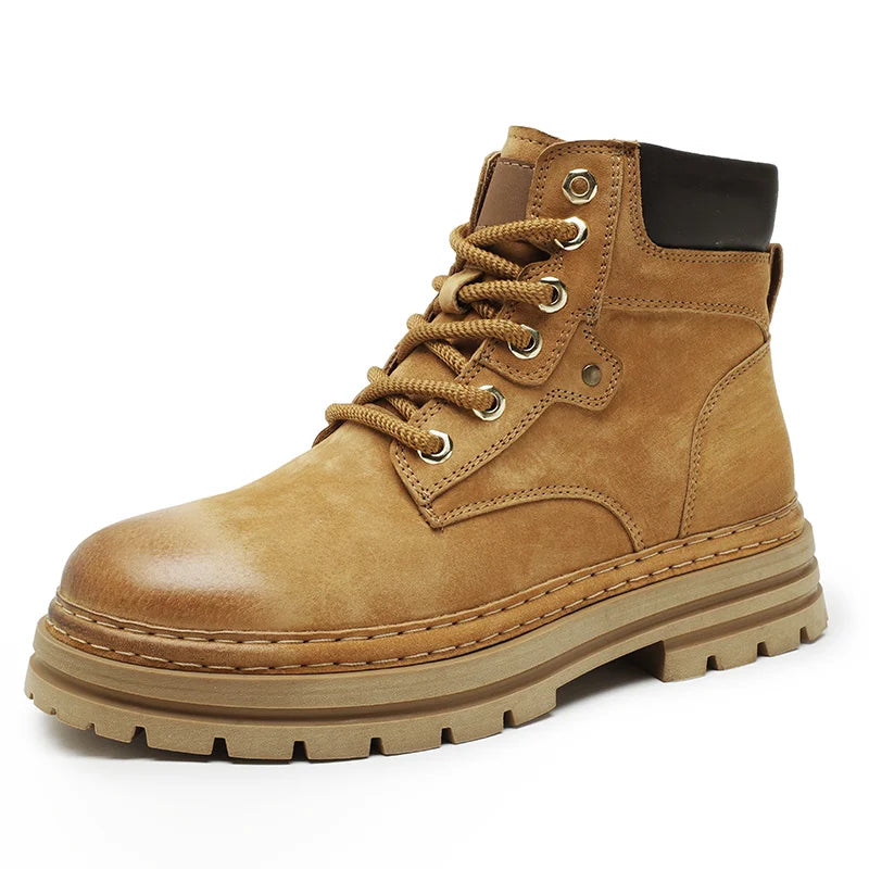 Accept OEM Service Custom LOGO Pure Genuine Leather Waterproof High Top Martin Boots for Men
