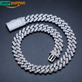 Dropshipping Hip Hop Jewelry 20mm 1 Row VVS Moissanite Diamond Iced Out Men 925 Pure Silver Miami Cuban Link Chain Necklace