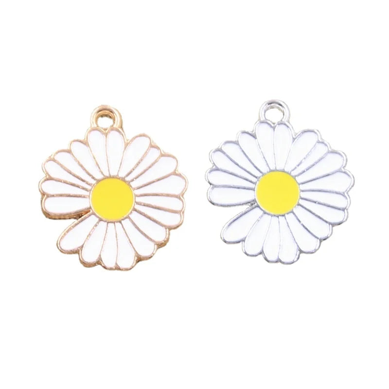 Charms Daisy Sunflower Flower 22x25mm Cute Pendants Making DIY Handmade Finding for Keychain Necklace Oil Dripping Jewelry