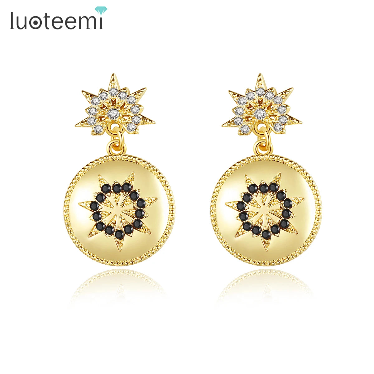 LUOTEEMI Gold Plated Earring Women Geometric Designer Earrings for Cute Girls Fashion Jewelry