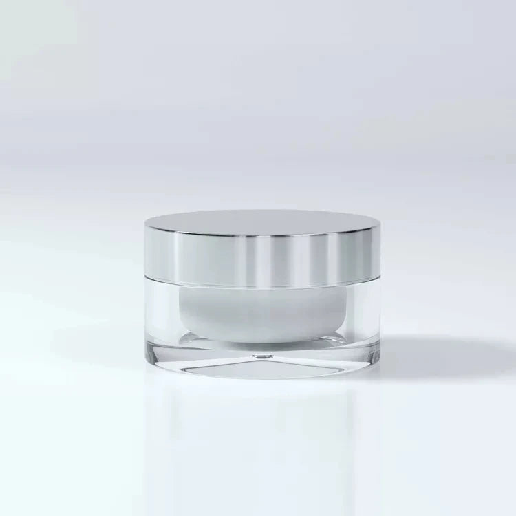 BOBUI Double Wall Acrylic Round Cosmetic Jar 15g/30g/50g Silver Cap for Eye Cream Face Serum Skin Care Storage