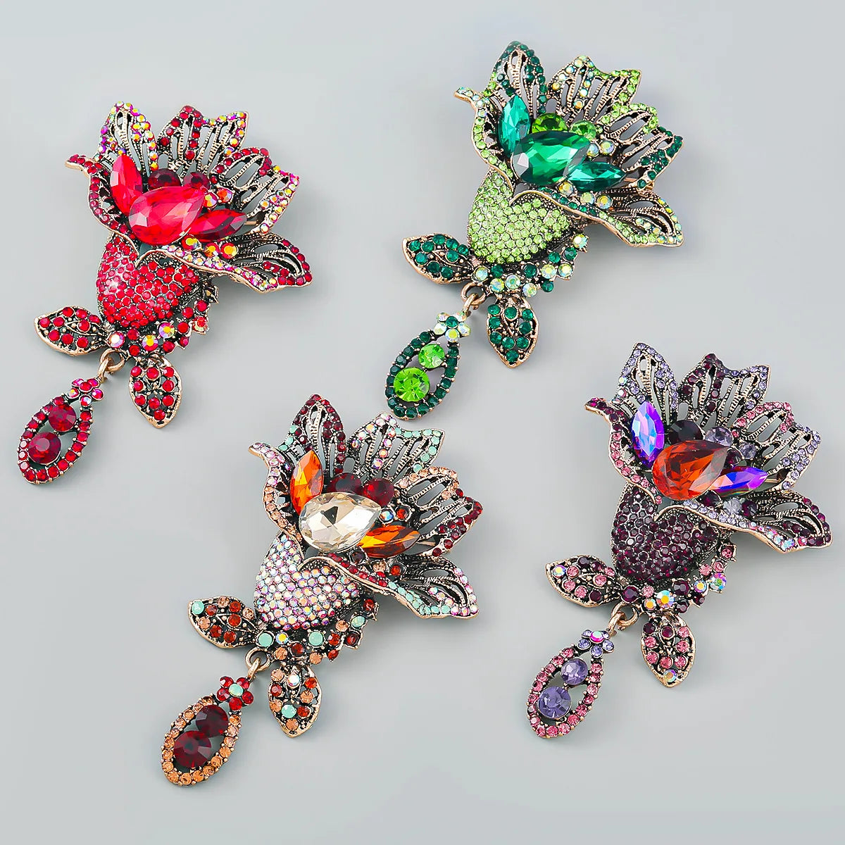 Jachon Wholesale Colorful Flower Corsage Pin Diamond Fashion Decoration Brooch Female Accessories