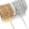 Aluminum Chain Fadeless Gold and Silver Color Cross O-shaped Chain DIY Jewelry Luggage Accessories