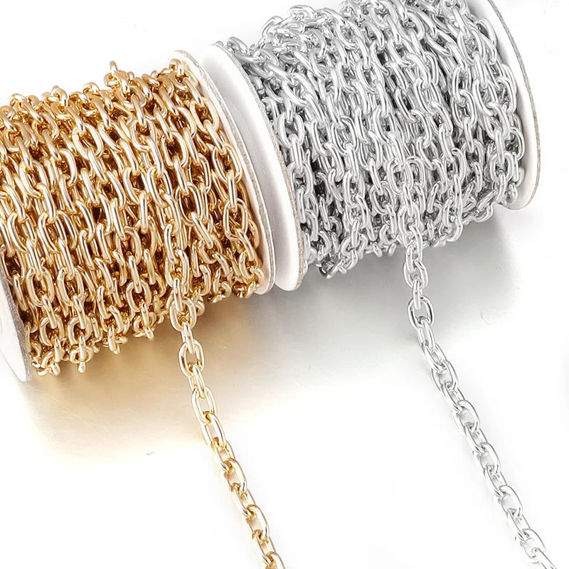 Aluminum Chain Fadeless Gold and Silver Color Cross O-shaped Chain DIY Jewelry Luggage Accessories