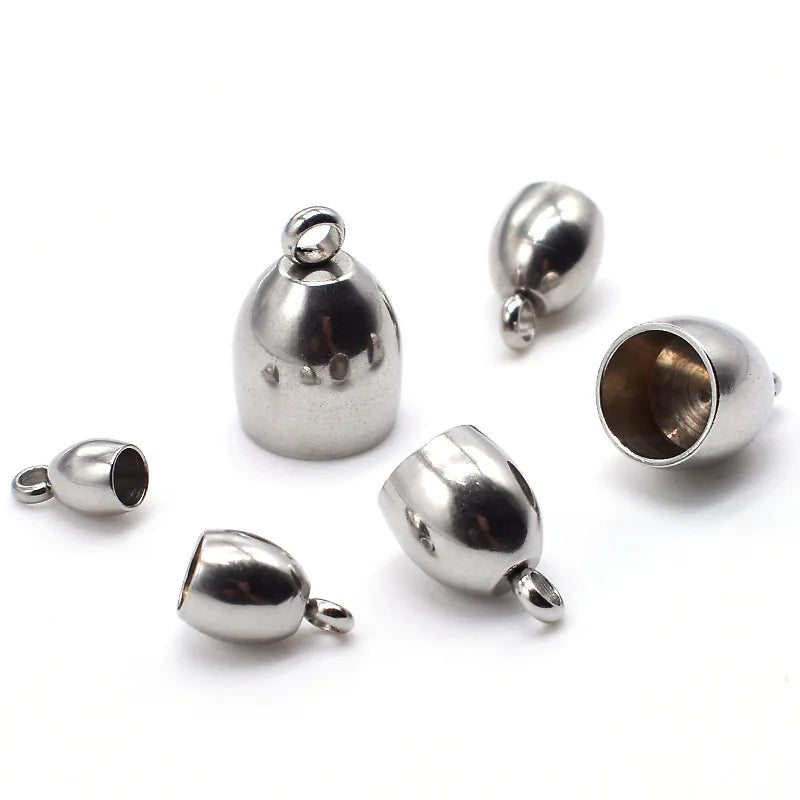 Stainless Steel Curved Bucket Chain Button DIY Jewelry Accessories Rope Buckle Cord End Clasps