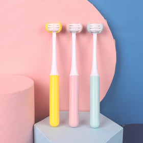 Popular Creative Cheap Manual Three Head 360 Degree Toothbrush Children Kids 3D Toothbrush