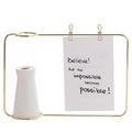Metal Clip Geometric Wire Photo Frame for Desktop Matte Brass Photo Frame Desk Decor Flower Vase
