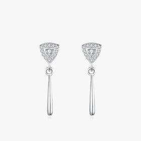 Ailmay Authentic 925 Sterling Silver Dazzling Clear CZ Simple Triangle Shape Stud Earring for Women Wedding Engagement Jewelry