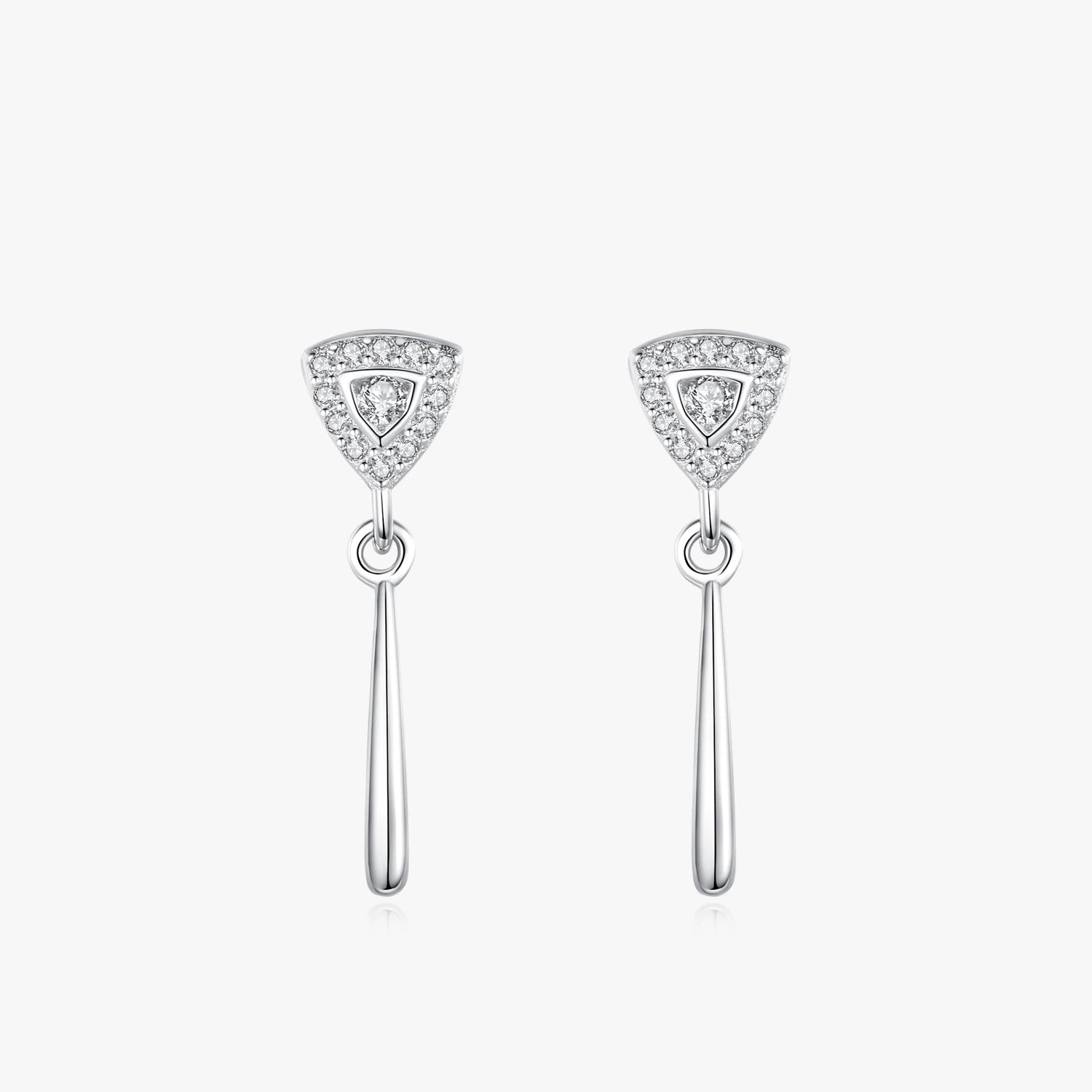 Ailmay Authentic 925 Sterling Silver Dazzling Clear CZ Simple Triangle Shape Stud Earring for Women Wedding Engagement Jewelry