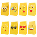Smlie Face Design Cookie Treat Paper Bag With Stickers Birthday Party Favour Candy Goodie Gift Packaging Kraft Paper Bags