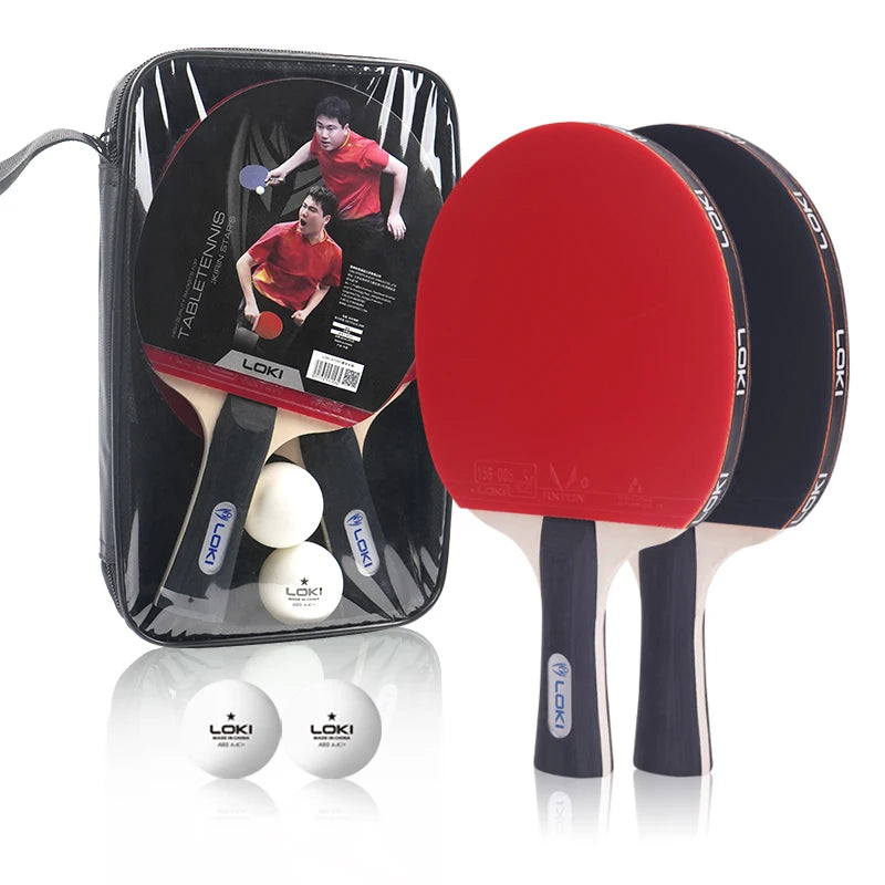 LOKI K1000 Ping Pong Paddle Cheaper 7 Ply Table Tennis Racket Set for 2 Bats 2 Balls