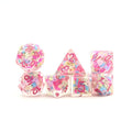 Dnd Polyhedral Custom Resin Rpg Sprinkle inside with pink ink Dice Set 16mm