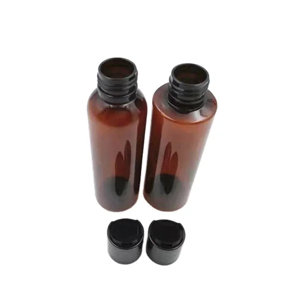 Empty Shampoo 100ml 120ml 150ml 200ml White Blue Black Amber clear PET Plastic Bottle With Gold Black White Disc Top Cap