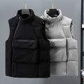 Fashion Design Thermal Vest Men Big Pockets Korean Male Waistcoat Stand Collar Sleeveless Jacket Gilets Padded Winter Coat Warm