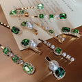 New Arrived French Women Hair Accessories Hair Clips Simply Retro Green Crystal Elegant Bobby Pins Hairgrips