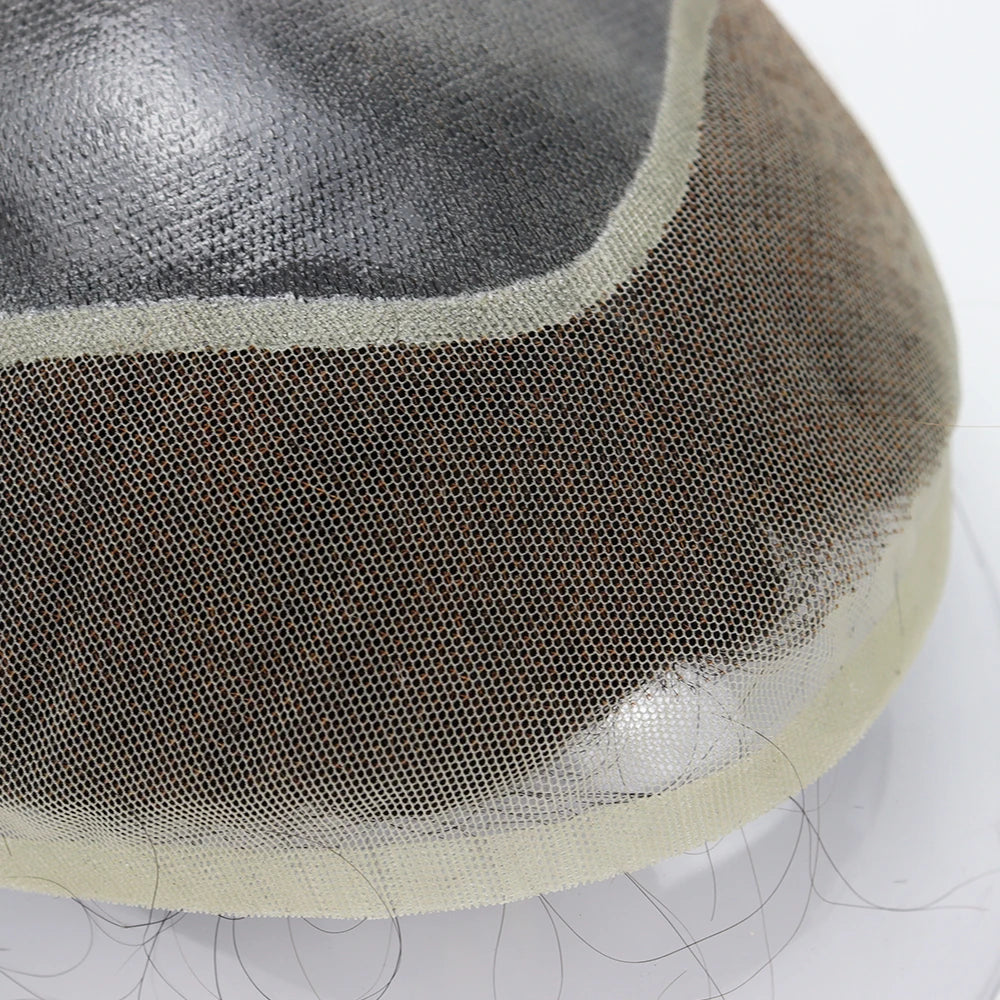 Genuine Hair Bio Toupee Swiss Lace Front Men's Wigs 120% Density Male Hair Prosthesis Indian Hair Replacement System