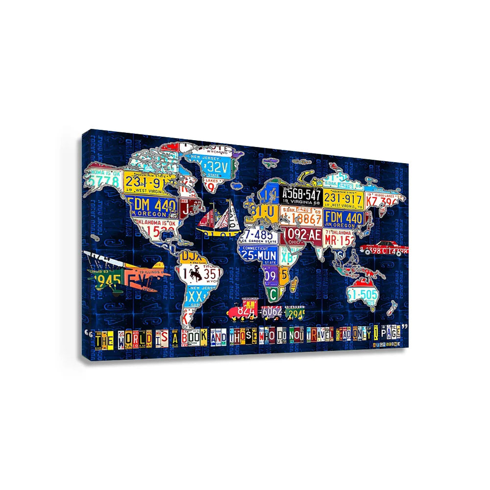 General World Map Black Background Wall Art Painting Pictures Print on Canvas Art the Picture for Home Modern Decoration