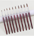 Cheap Hot Selling Red Wood Handle Kolinsky Custom Logo Size 8 10 12 14 16 18 20 Kolinsky Acrylic Nail Brush