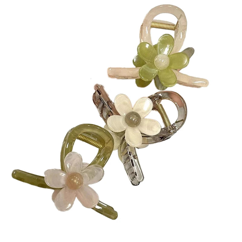 Korean Style Elegant Flower Hair Claw Clips for Girls Candy Color Plastic Hair  Claw Clip  Women Hair Accessories