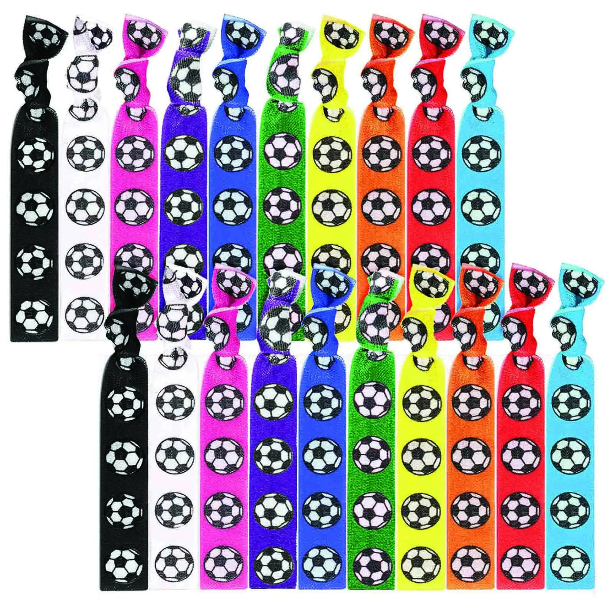 200pcs Football Printed Elastic Hair Band Soccer Sports Hair Tie Bracelet Wholesale Girls Ponytail Holder Wristband