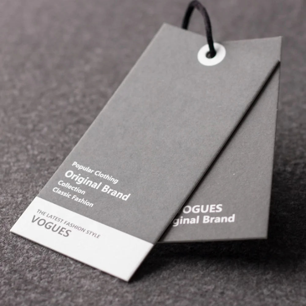 Customized Clothing Hang Tags Waterproof String Style Hang Tags with Hot Stamping for Shoes Hats Jeans Clothes Labels