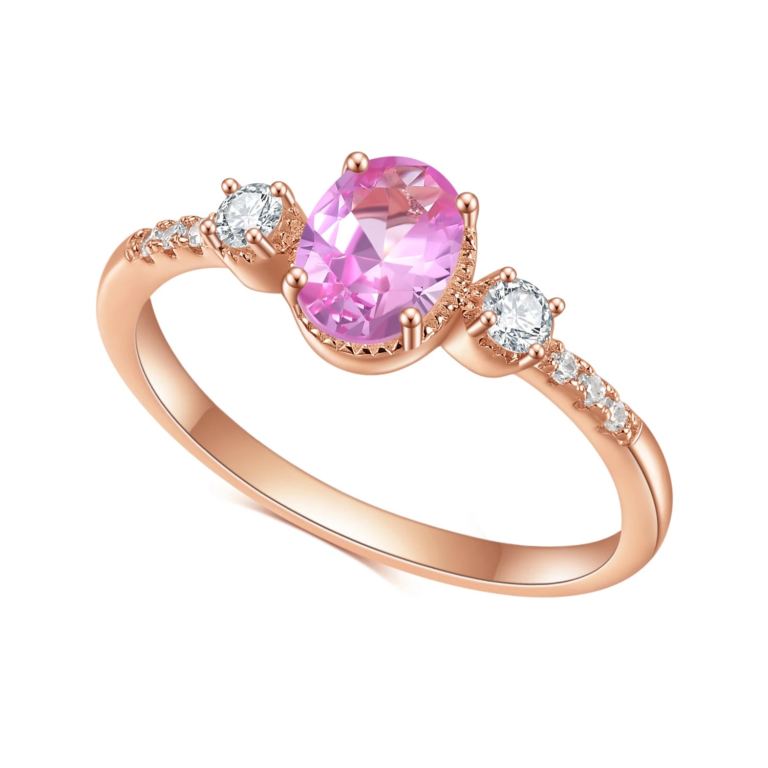 OL0905 China Jewelry Factory Direct Sale 925 Sterling Silver 5x7 Oval Gemstone Rose Gold Plated Engagement Wedding Rings