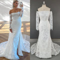 15404# Real Photos Off Shoulder Tulle Sweep Train Wedding Dress High Slit Bridal Gown Floral Lace Evening Prom Dress for Women