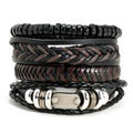 New Arrival Men's Jewelry Handmade Woven 5 Pcs/Set Fashion Wrap Bracelets Punk Rivet Style for Men and Women