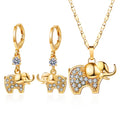 Fashion Wholesale American Cute Elephant Animals Zoo Collection 18k Gold Plated White Multi Black Diamond CZ 3 Pcs Jewelry Set