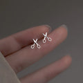 Fashion S925 Sterling Silver Fashion Earrings Female Personality Scissors Stud Earrings Small Simple Earrings Women Wholesale