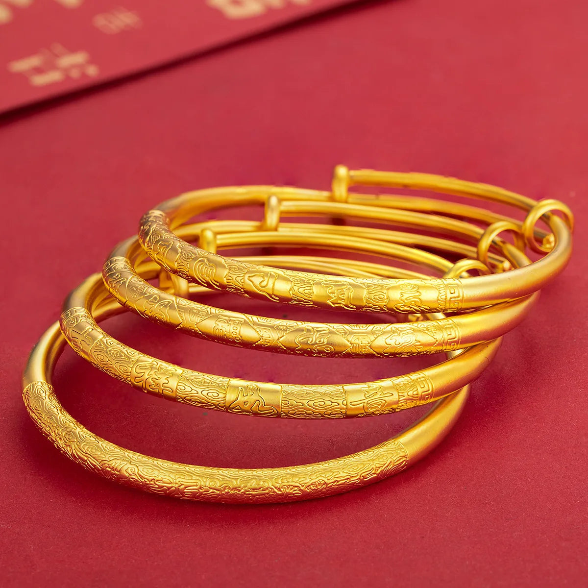 Dubai Jewelry Gold Plated Bracelet  Fulushou Gold Plated-Plated Push-Pull Bracelet Boutique Push-Pull Bracelet Retro Women