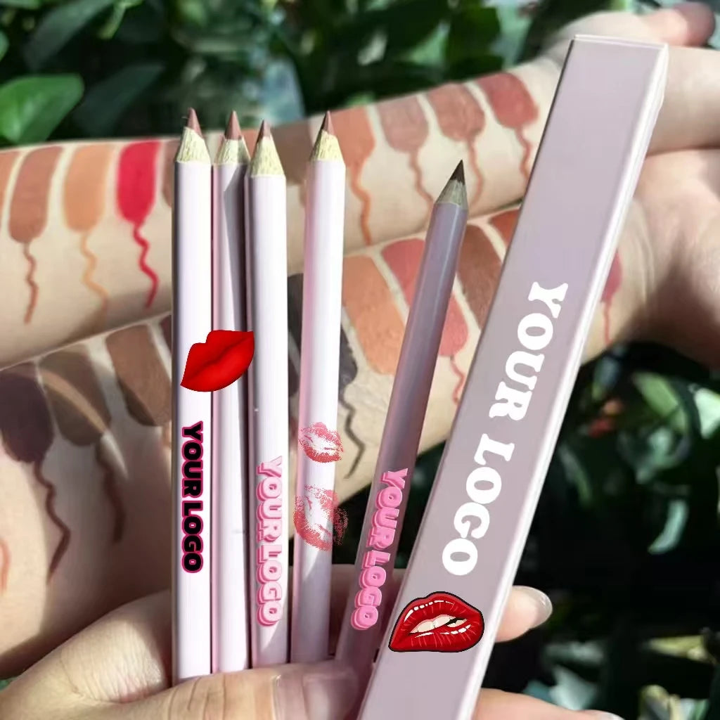 Vegan Dark Brown Lip Liner Pencil Waterproof Matte Lip Liner Pencil Private Label Pink Pencil Vegan Lip Liner